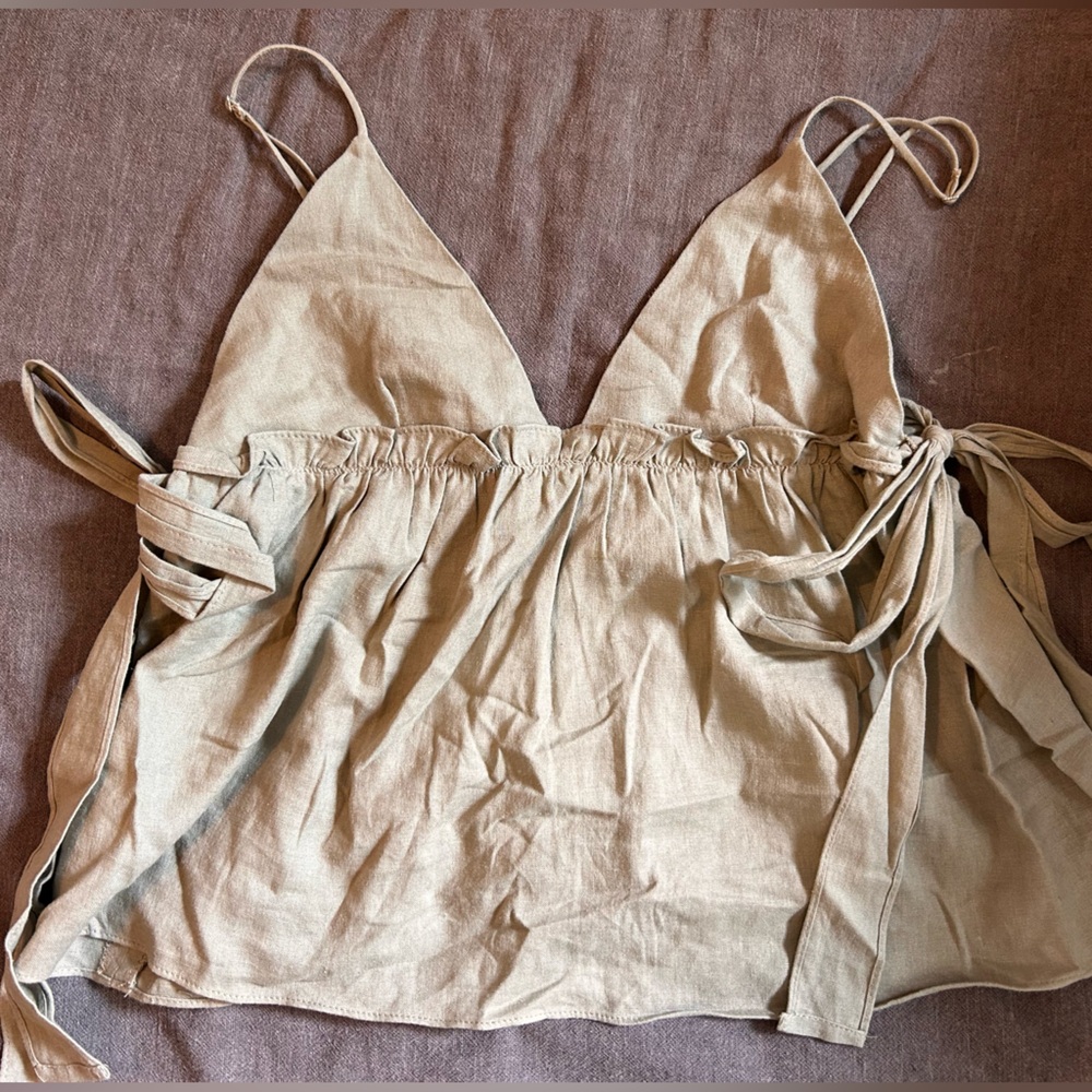 Zara Side Tie Linen Tank